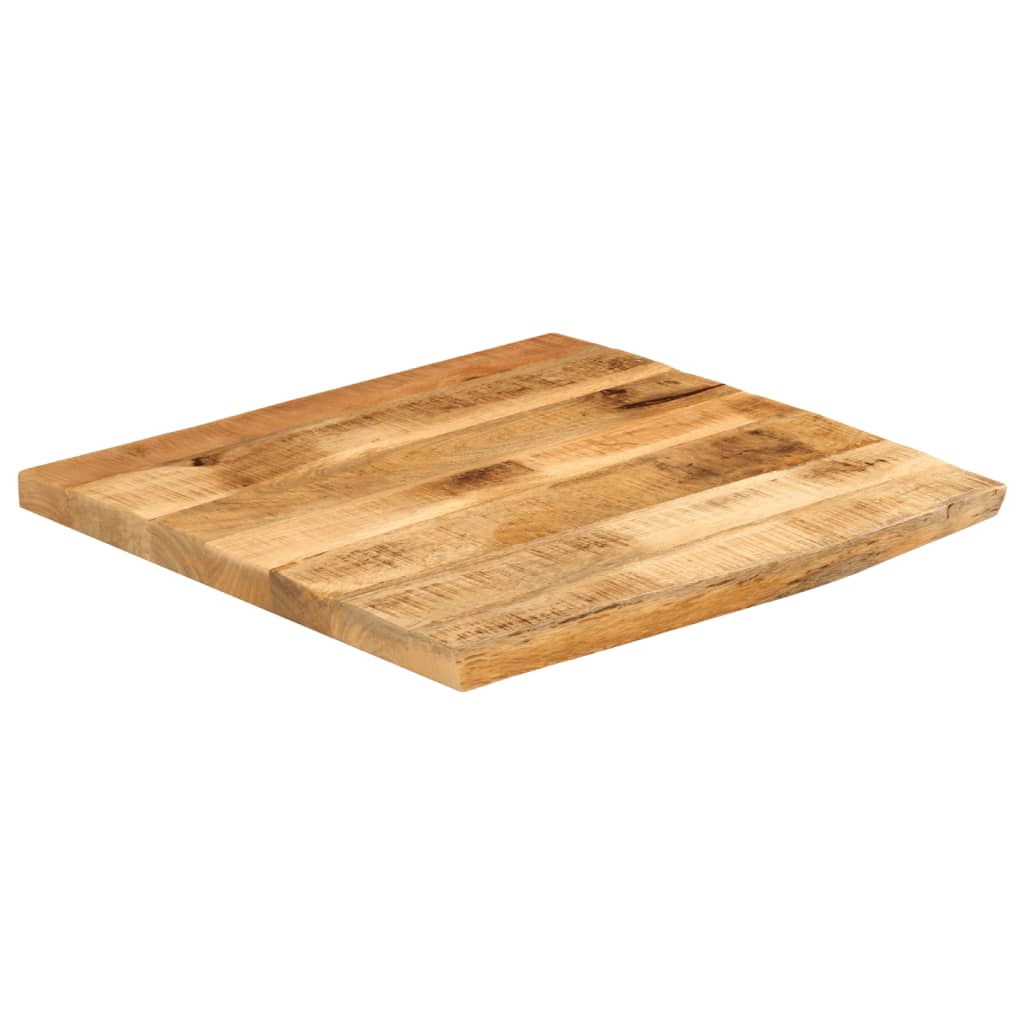 Piano Tavolo 80x80x3,8cm Bordi Vivi Legno Massello Mango Grezzo
