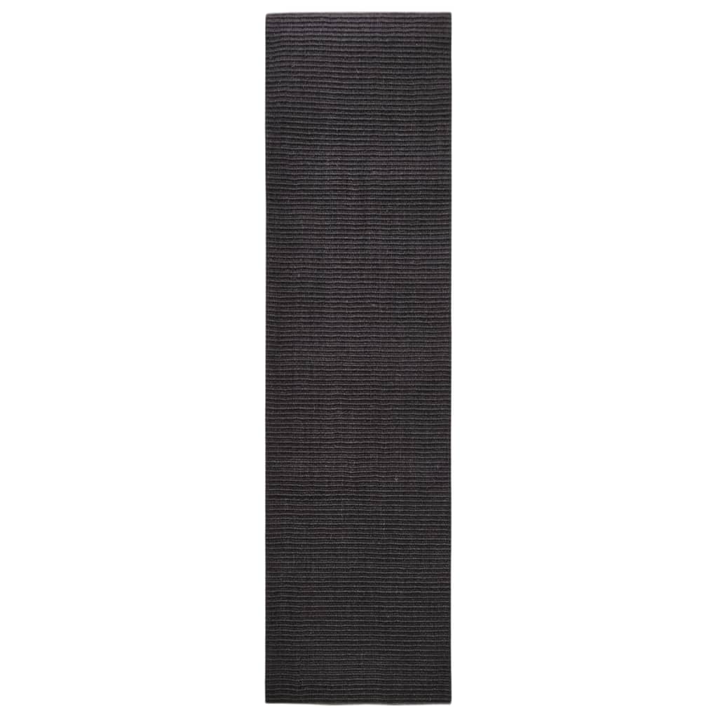 Tappeto in Sisal per Tiragraffi Nero 80x300 cm