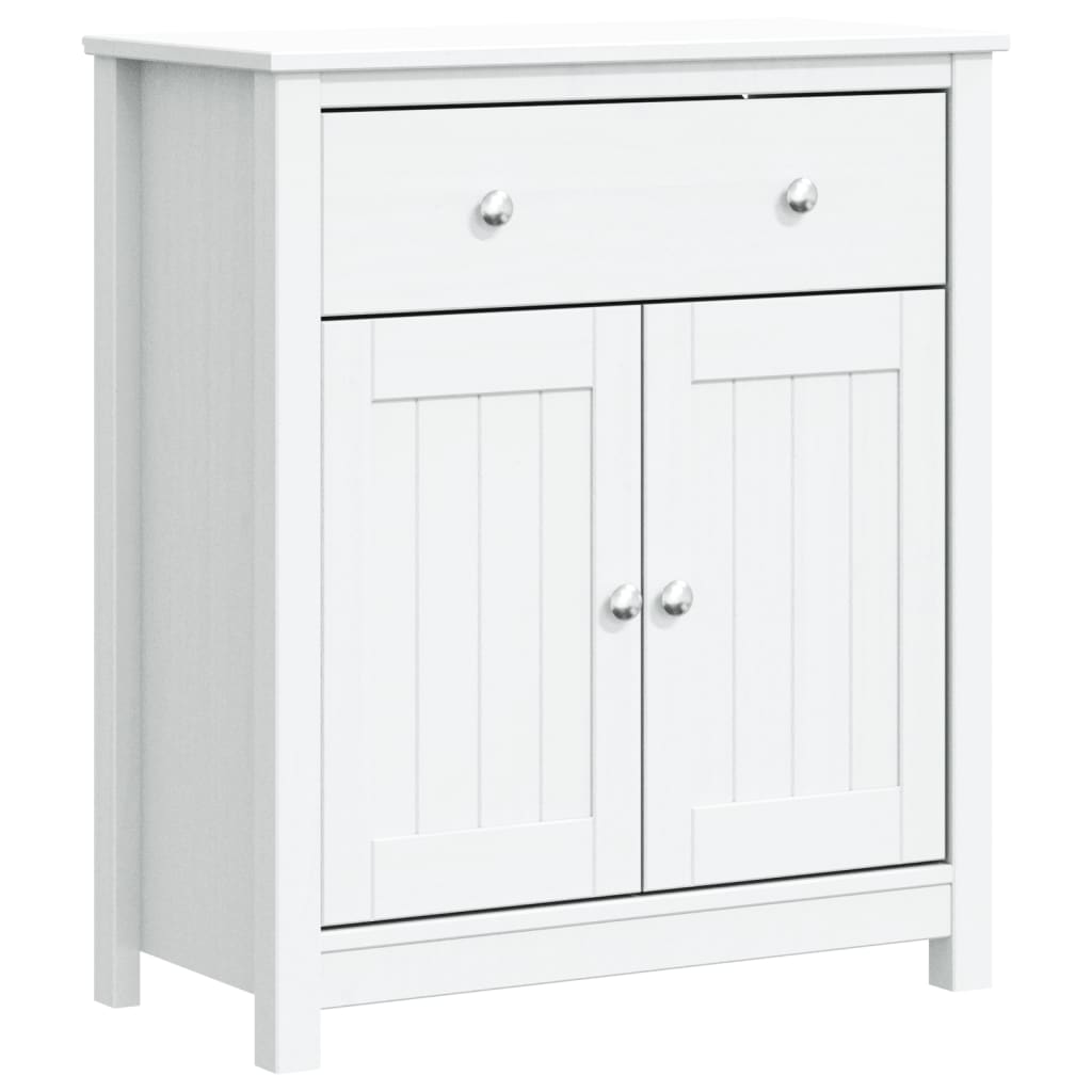 Mobile da Bagno BERG Bianco 69,5x34x80cm Legno Massello di Pino