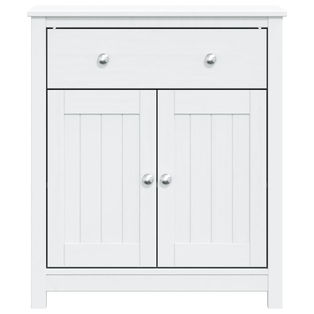Mobile da Bagno BERG Bianco 69,5x34x80cm Legno Massello di Pino