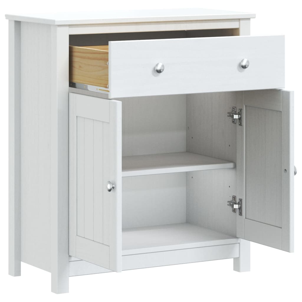 Mobile da Bagno BERG Bianco 69,5x34x80cm Legno Massello di Pino