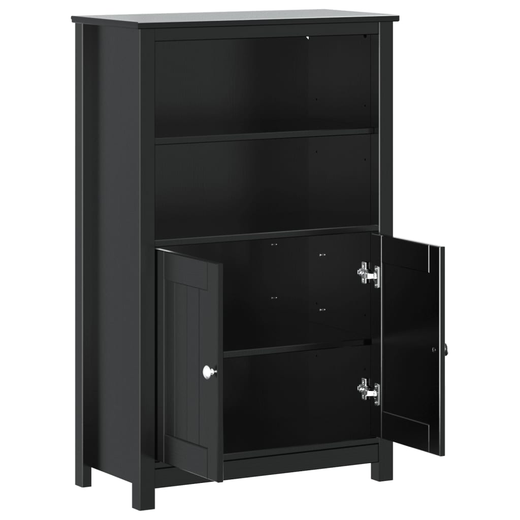 Mobile da Bagno BERG Nero 69,5x34x110 cm Legno Massello di Pino