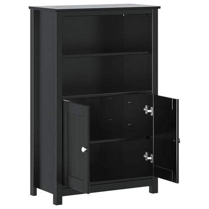 Mobile da Bagno BERG Nero 69,5x34x110 cm Legno Massello di Pino