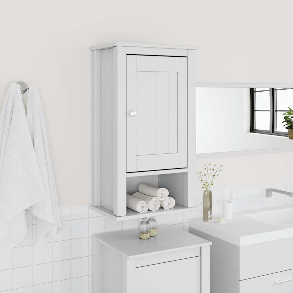 Mobile da Bagno a Muro BERG Bianco 40x27x71,5 cm Massello Pino
