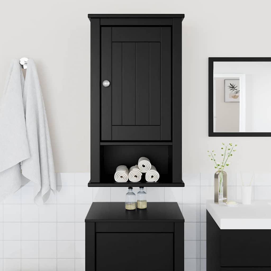 Mobile da Bagno a Muro BERG Nero 40x27x71,5 cm Massello Pino