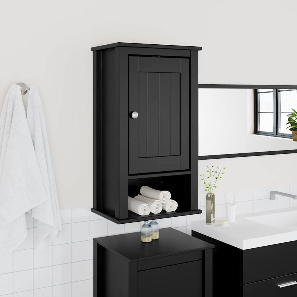 Mobile da Bagno a Muro BERG Nero 40x27x71,5 cm Massello Pino