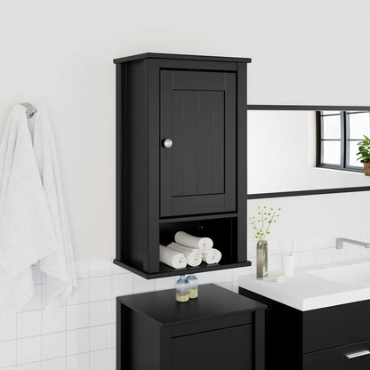 Mobile da Bagno a Muro BERG Nero 40x27x71,5 cm Massello Pino