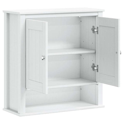 Mobile Bagno a Muro BERG Bianco 69,5x27x71,5cm Legno Massello
