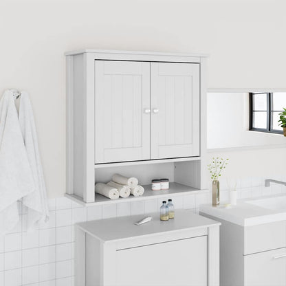 Mobile Bagno a Muro BERG Bianco 69,5x27x71,5cm Legno Massello