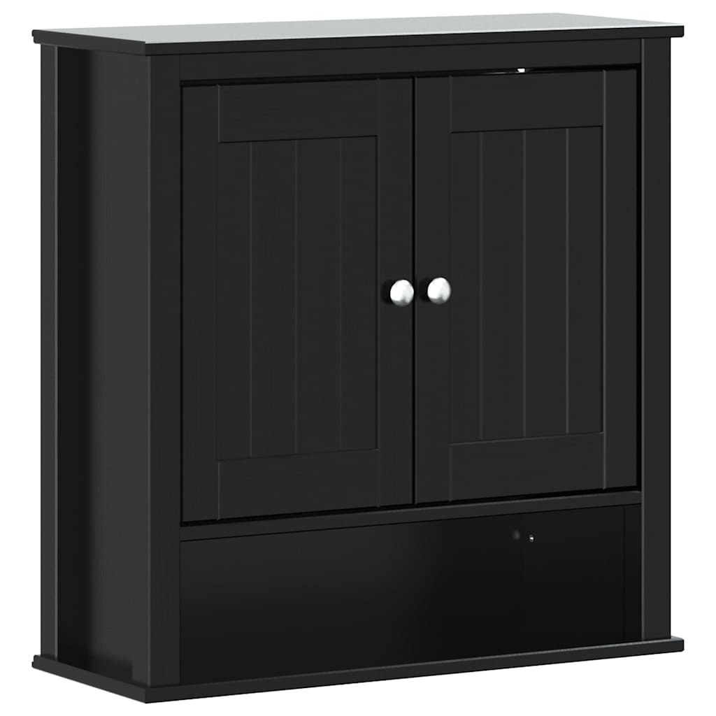 Mobile da Bagno a Muro BERG Nero 69,5x27x71,5cm Legno Massello