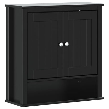 Mobile da Bagno a Muro BERG Nero 69,5x27x71,5cm Legno Massello