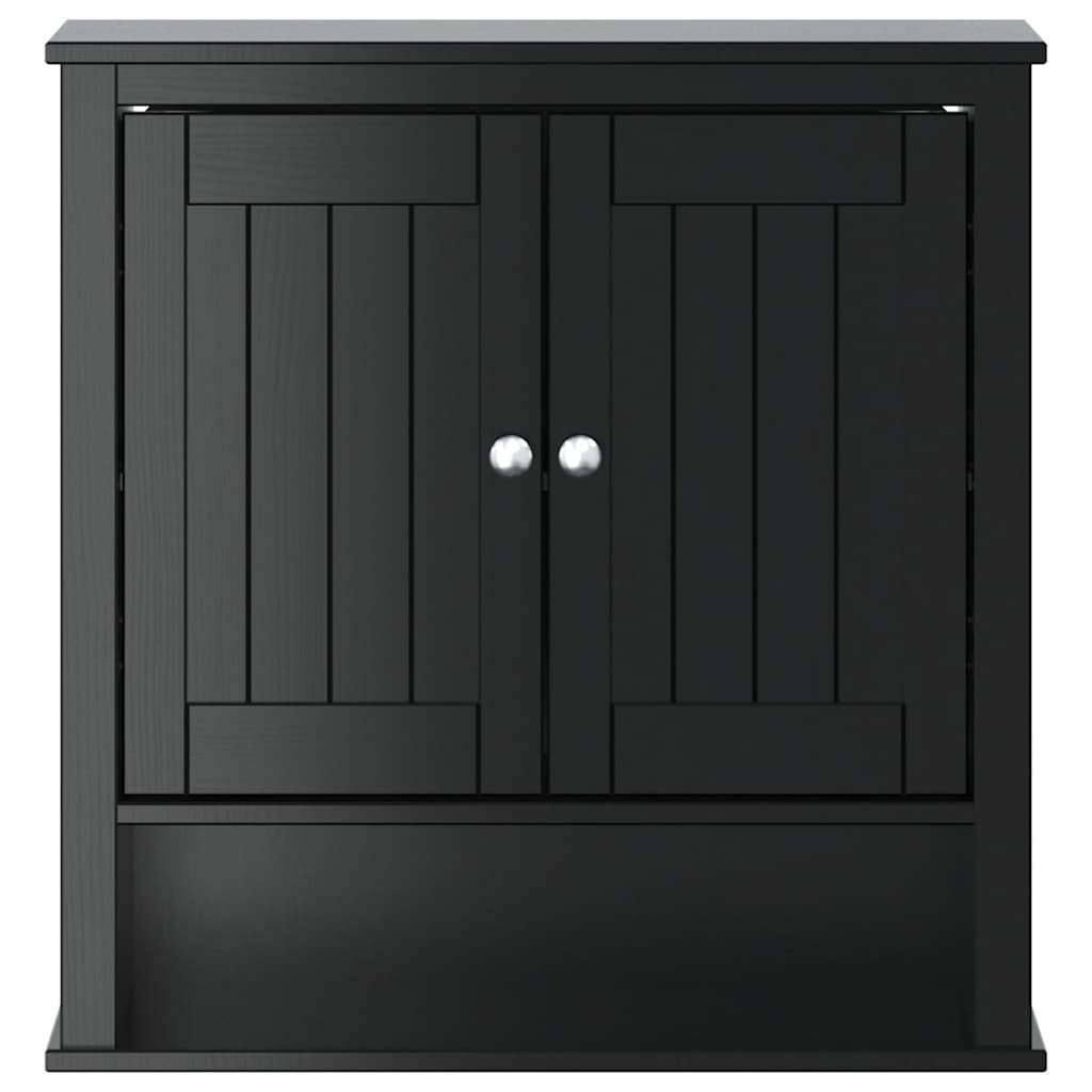 Mobile da Bagno a Muro BERG Nero 69,5x27x71,5cm Legno Massello