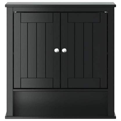 Mobile da Bagno a Muro BERG Nero 69,5x27x71,5cm Legno Massello