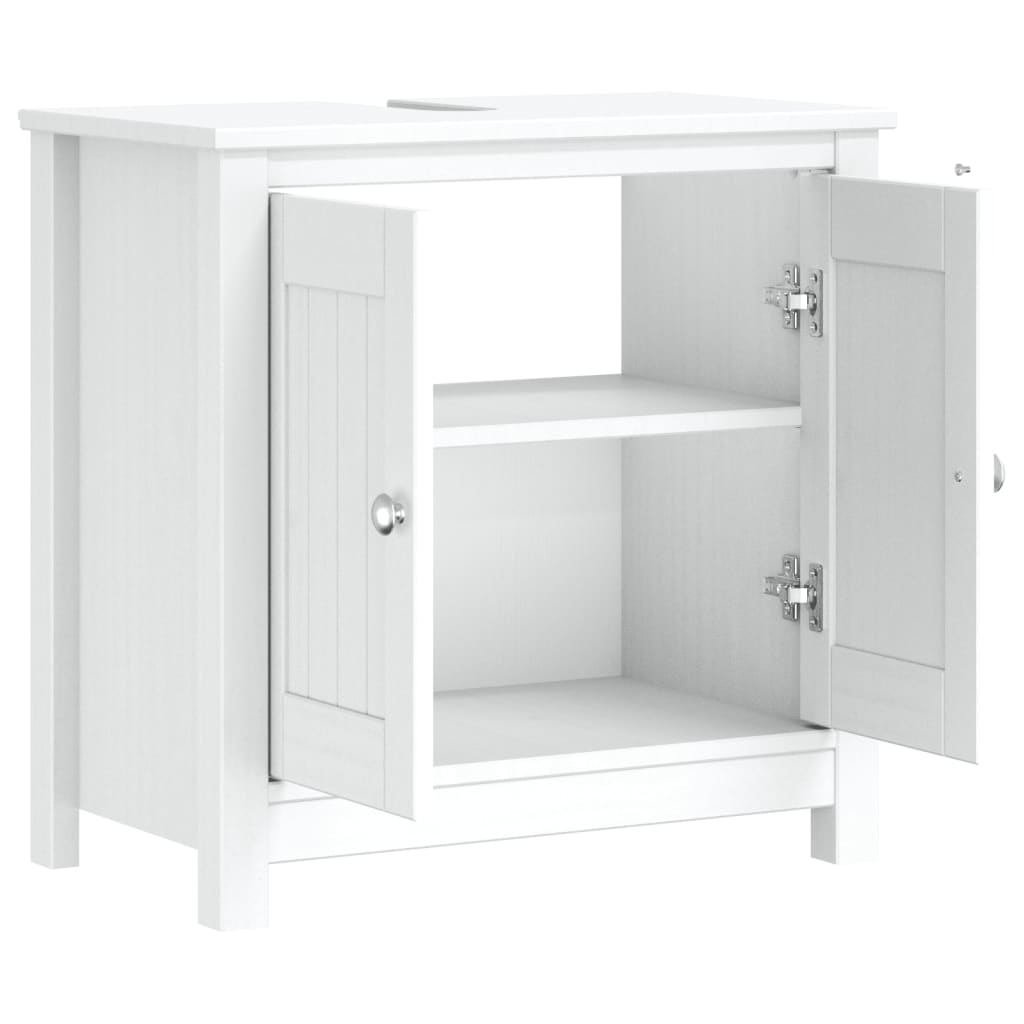 Mobile Lavabo da Bagno BERG Bianco 60x34x59 cm Massello Pino