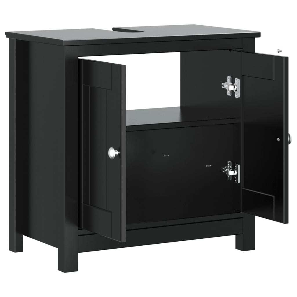 Mobile Lavabo da Bagno BERG Nero 60x34x59cm Legno Massello Pino