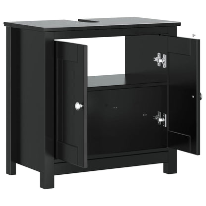 Mobile Lavabo da Bagno BERG Nero 60x34x59cm Legno Massello Pino
