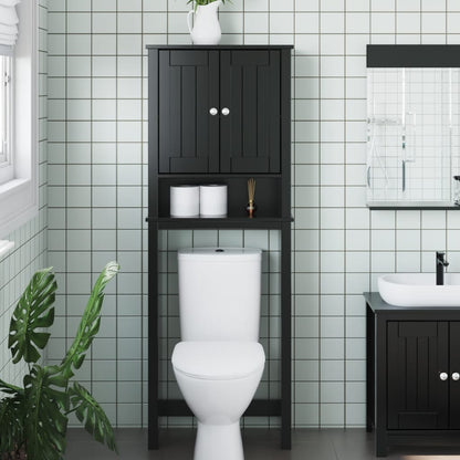Portaoggetti Sopra WC BERG Nero 60x27x164,5 cm Legno Massello