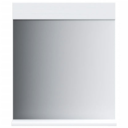 Specchio Bagno e Ripiano BERG Bianco 60x12x70 cm Legno Massello
