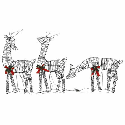 Decorazione Natale Famiglia di Renne 90 LED Bianco Caldo Rattan