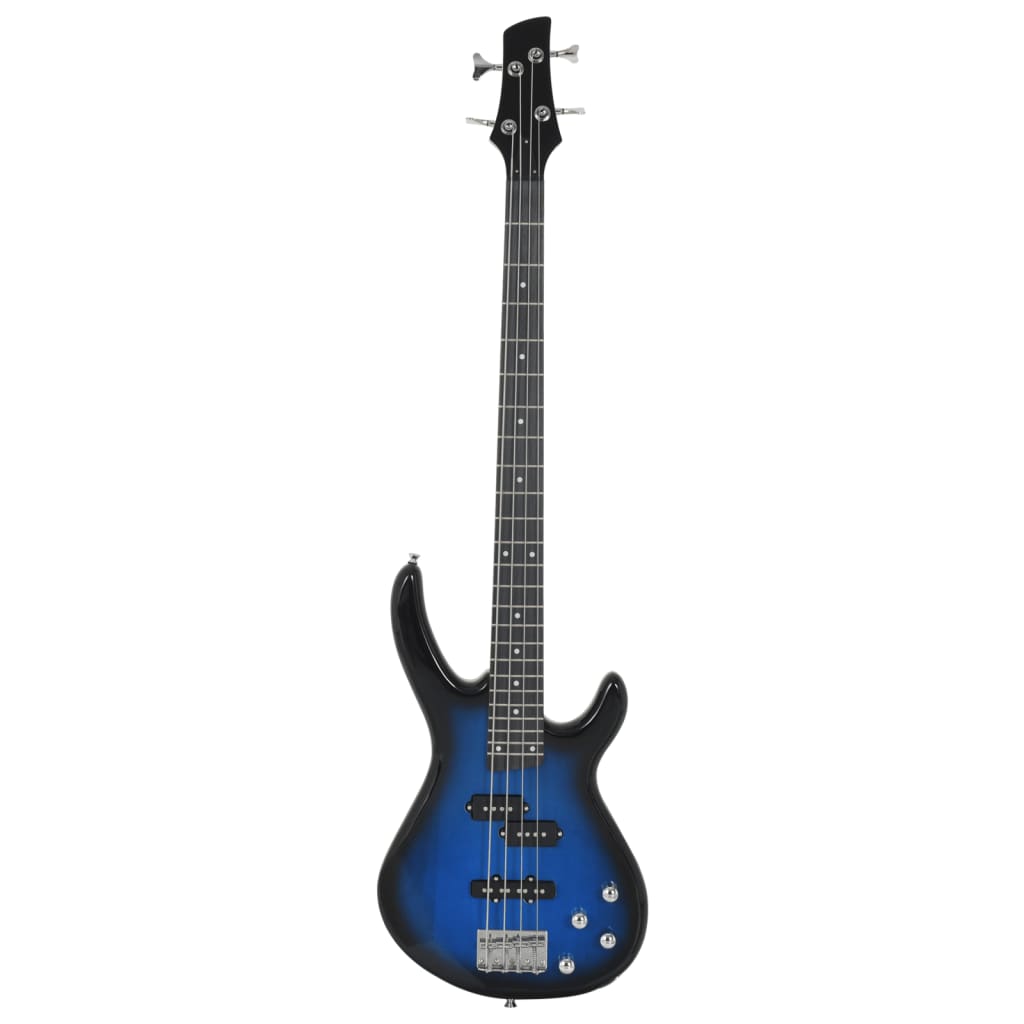 Basso Elettrico per Principianti con Custodia Blu Nero 4/4 46"