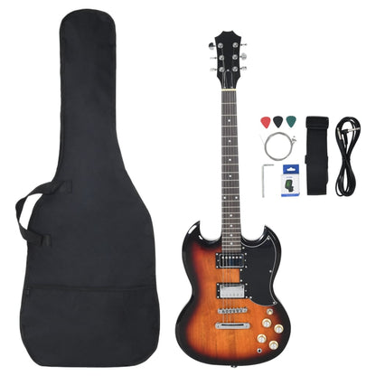 Chitarra Elettrica Principianti e Custodia Marrone Nera 4/4 39"
