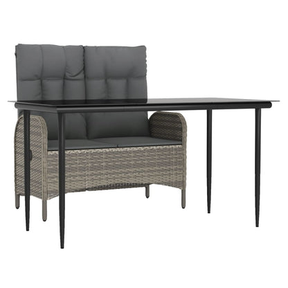 Set da Pranzo da Giardino 2 pz con Cuscini in Polyrattan Grigio
