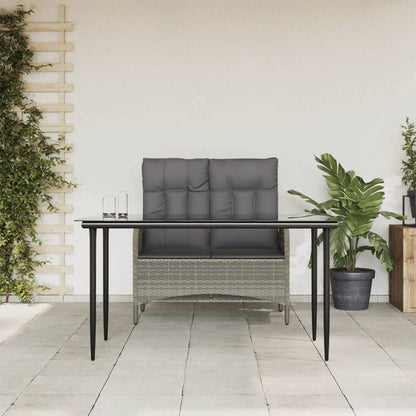 Set da Pranzo da Giardino 2 pz con Cuscini in Polyrattan Grigio