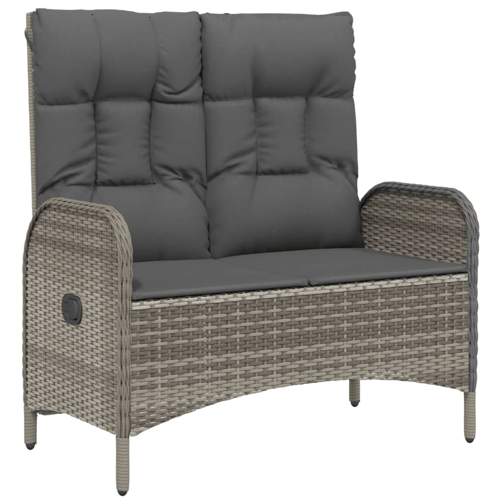 Set da Pranzo da Giardino 2 pz con Cuscini in Polyrattan Grigio