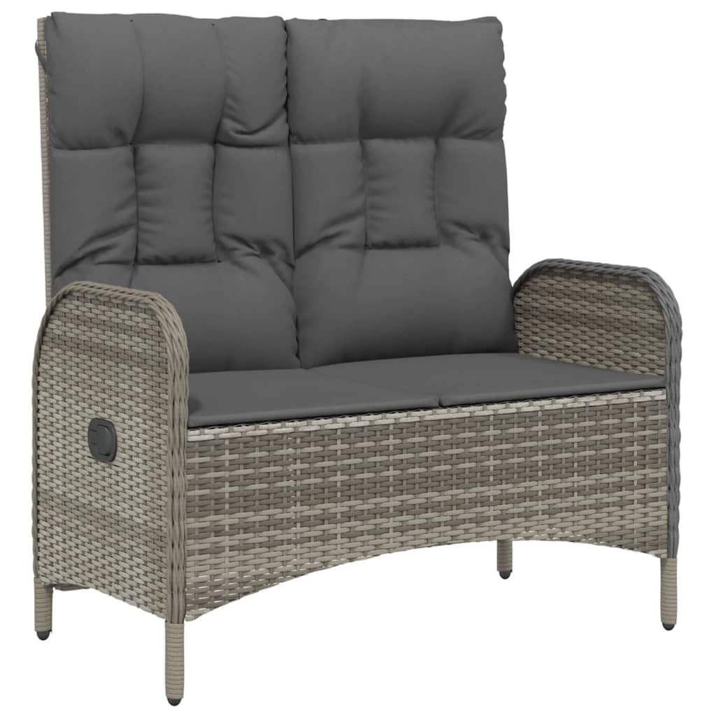 Set da Pranzo da Giardino 2 pz con Cuscini in Polyrattan Grigio