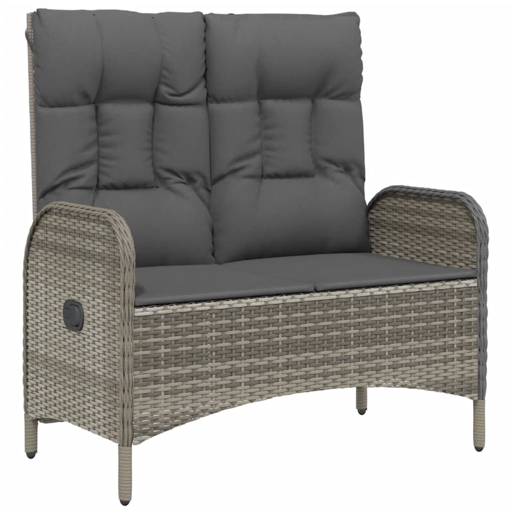 Set da Pranzo da Giardino 2 pz con Cuscini in Polyrattan Grigio