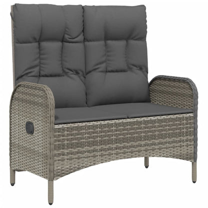Set da Pranzo da Giardino 2 pz con Cuscini in Polyrattan Grigio