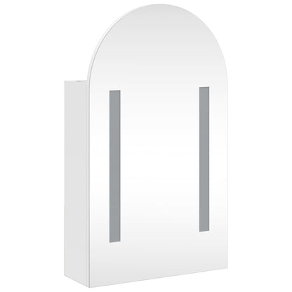 Armadietto Bagno con Specchio e LED ad Arco Bianco 42x13x70 cm