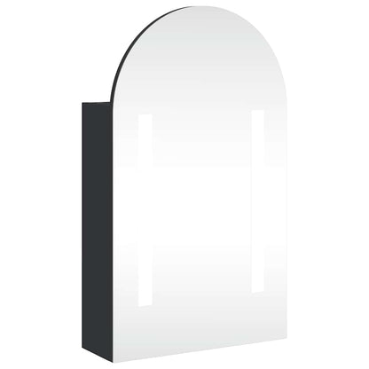 Armadietto Bagno con Specchio e LED ad Arco Nero 42x13x70 cm