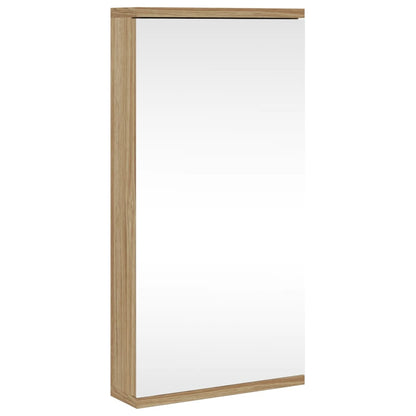 Armadietto Angolare con Specchio da Bagno Rovere 30x24x60 cm