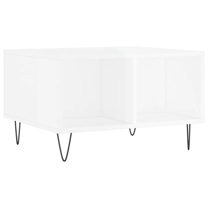 Tavolino Salotto Bianco Lucido 60x50x36,5 cm Legno Multistrato