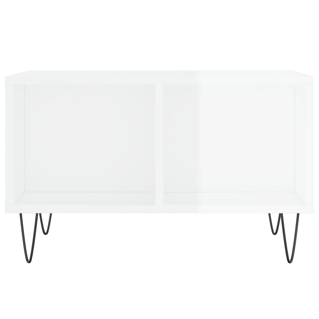 Tavolino Salotto Bianco Lucido 60x50x36,5 cm Legno Multistrato