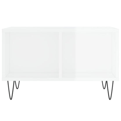 Tavolino Salotto Bianco Lucido 60x50x36,5 cm Legno Multistrato