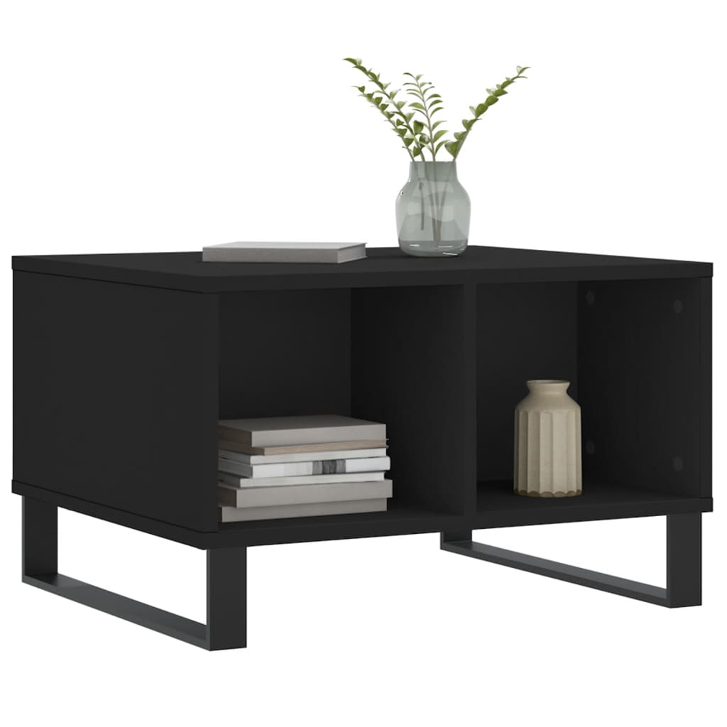 Tavolino da Salotto Nero 60x50x36,5 cm in Legno Multistrato