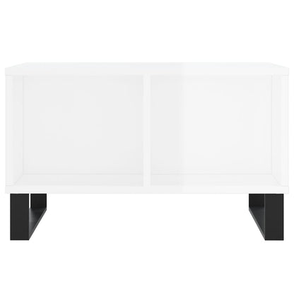 Tavolino Salotto Bianco Lucido 60x50x36,5 cm Legno Multistrato