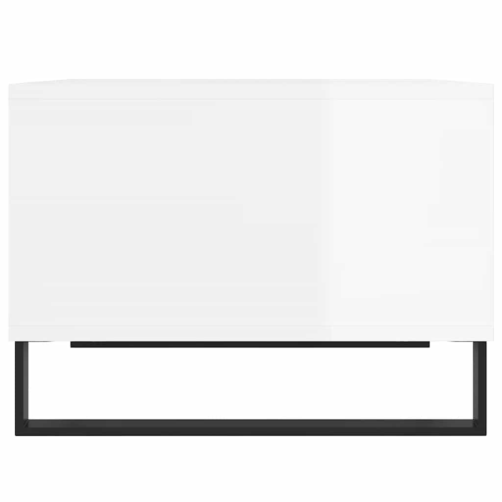 Tavolino Salotto Bianco Lucido 60x50x36,5 cm Legno Multistrato