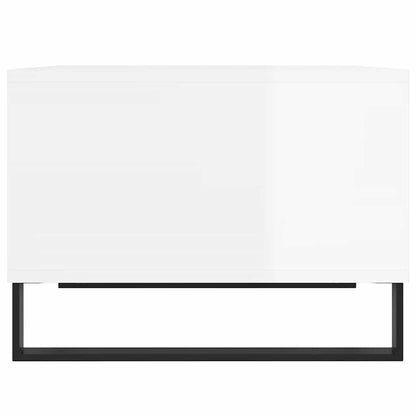 Tavolino Salotto Bianco Lucido 60x50x36,5 cm Legno Multistrato