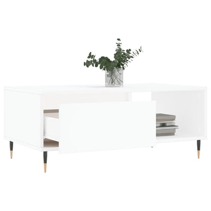 Tavolino da Salotto Bianco 90x50x36,5 cm in Legno Multistrato