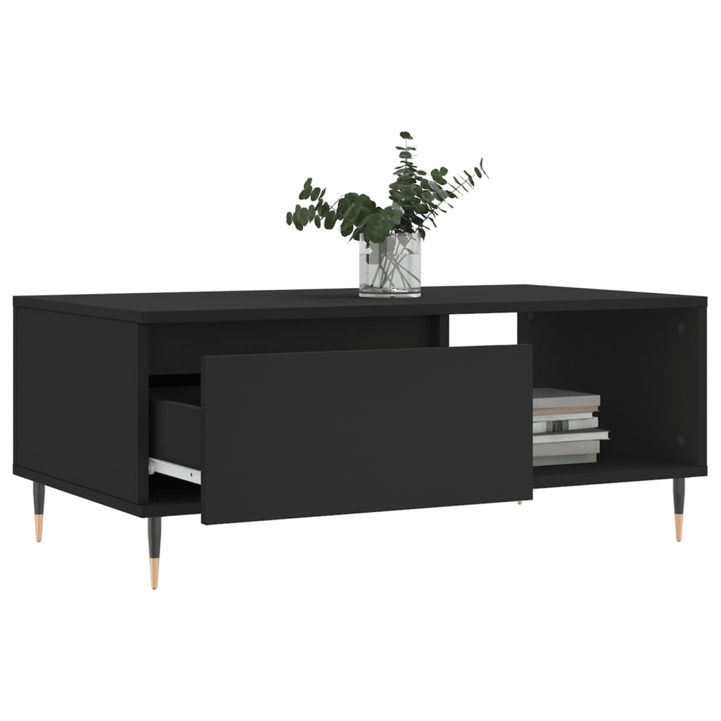 Tavolino da Salotto Nero 90x50x36,5 cm in Legno Multistrato