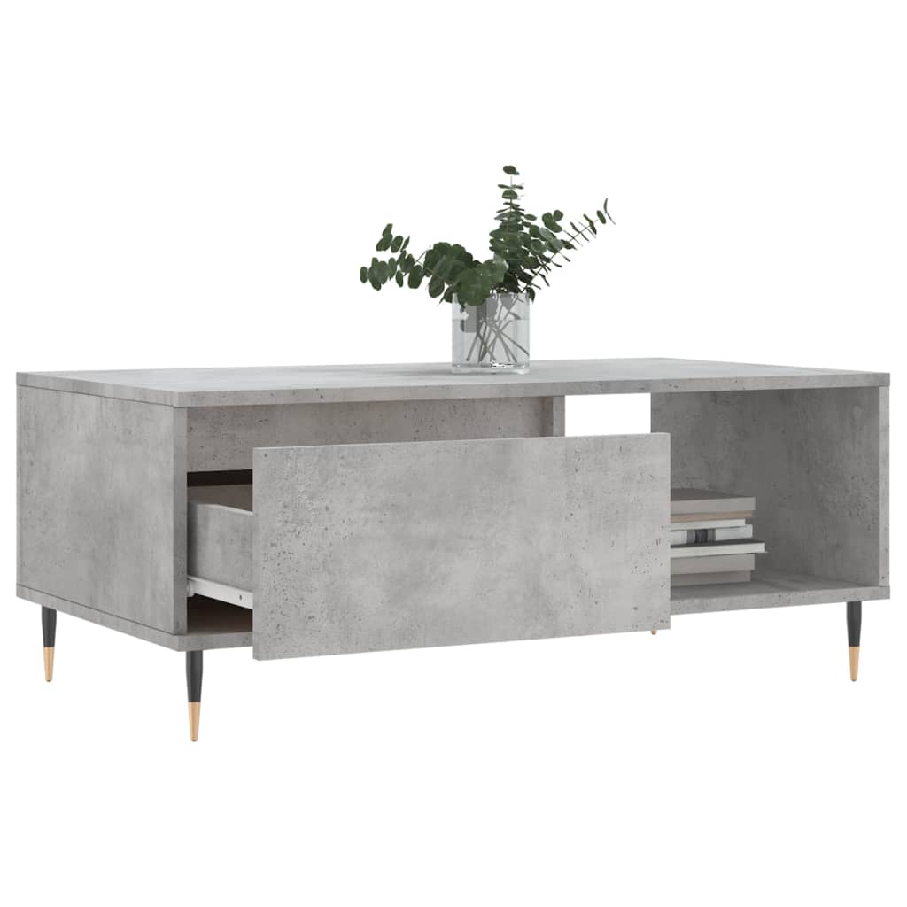 Tavolino Salotto Grigio Cemento 90x50x36,5 cm Legno Multistrato