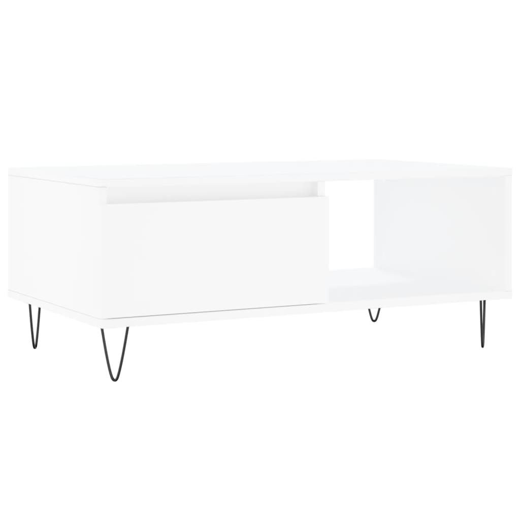 Tavolino da Salotto Bianco 90x50x36,5 cm in Legno Multistrato