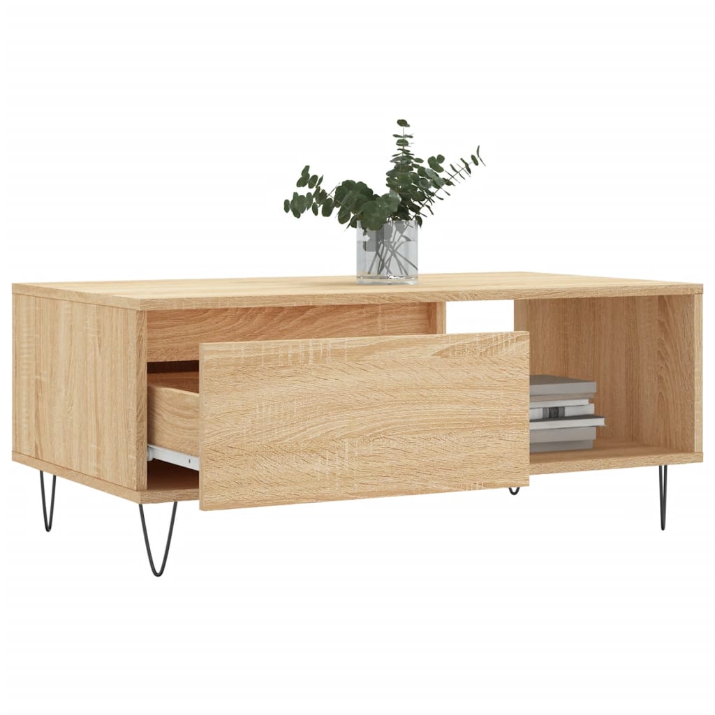 Tavolino Salotto Rovere Sonoma 90x50x36,5 cm Legno Multistrato