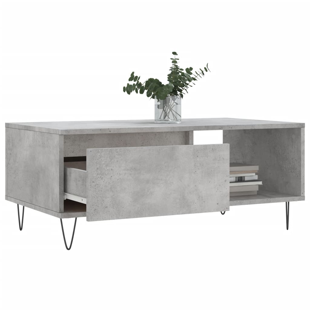 Tavolino Salotto Grigio Cemento 90x50x36,5 cm Legno Multistrato