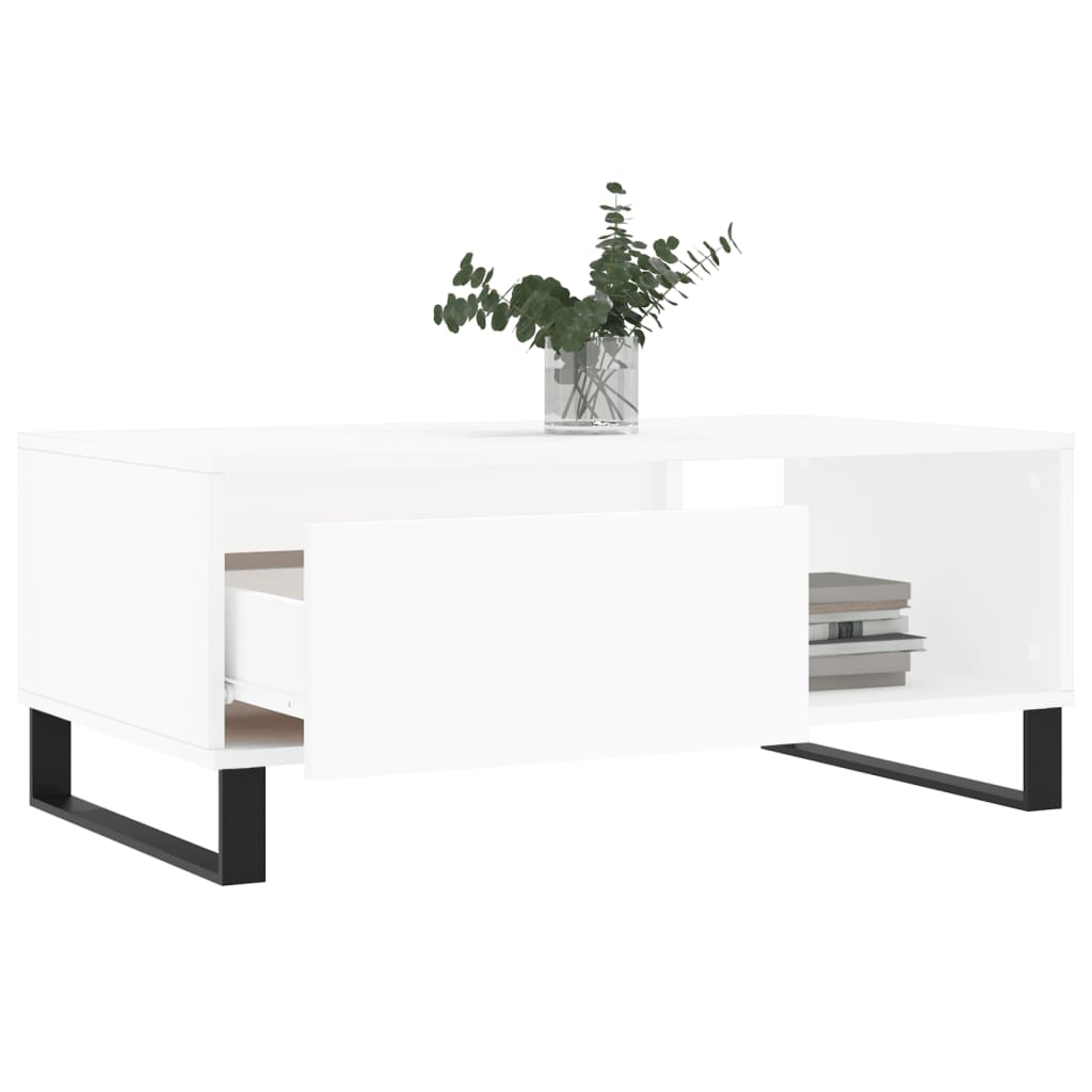 Tavolino da Salotto Bianco 90x50x36,5 cm in Legno Multistrato