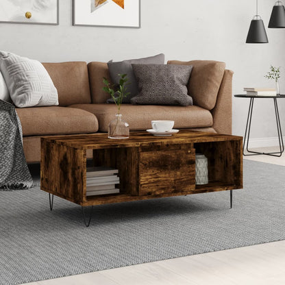 Tavolino da Salotto Rovere Fumo 90x50x36,5 cm Legno Multistrato