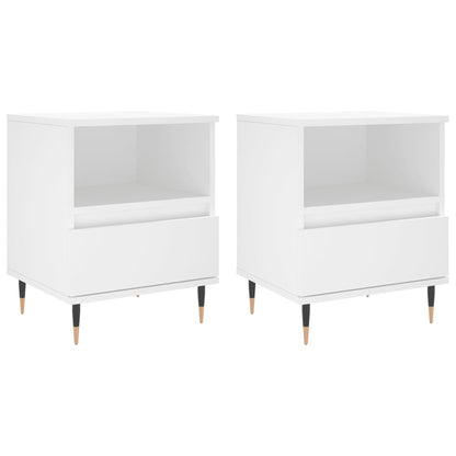 Comodini 2pz Bianchi 40x35x50 cm in Legno Multistrato